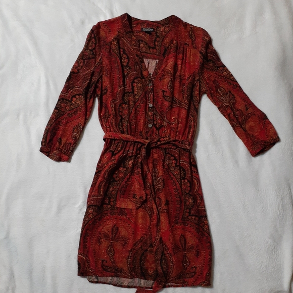 Lucky Brand Boho Printed Midi Dress Sz. M - Picture 1 of 6